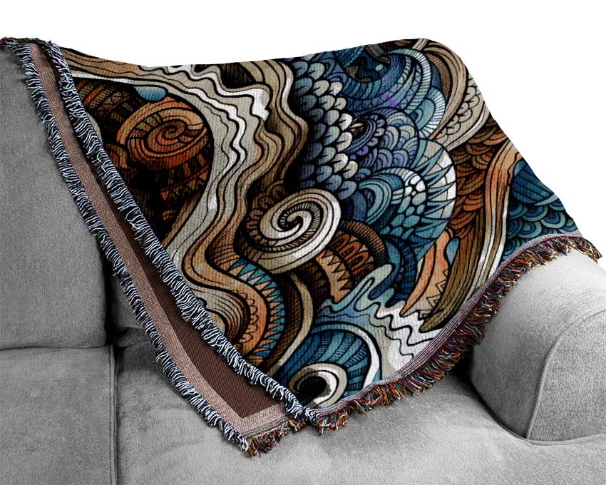Ripples And Swirly Dots Woven Blanket