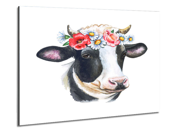 Flower Girl Cow Metal Print