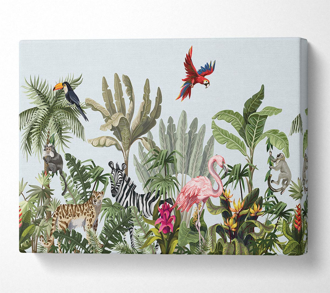  A Canvas Print of Jungle Paradise Animals Canvas Wall Art