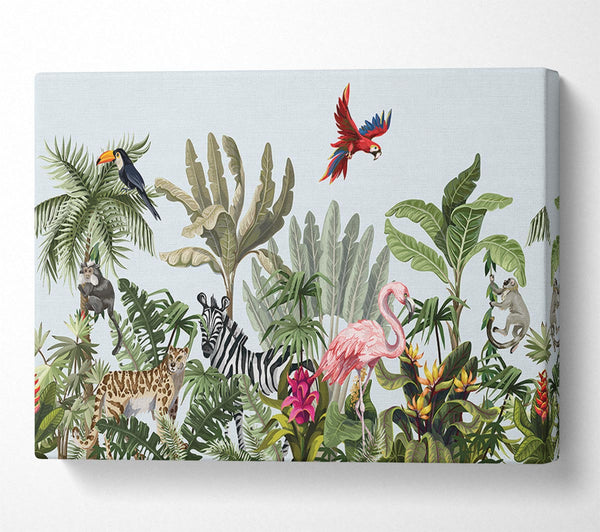  A Canvas Print of Jungle Paradise Animals Canvas Wall Art