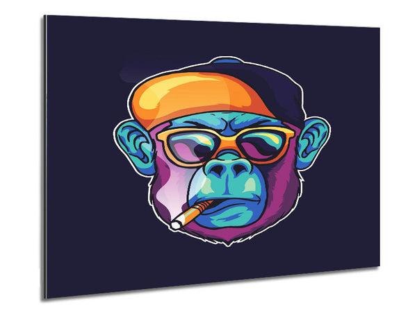 Gorilla Smoking Hat Metal Print