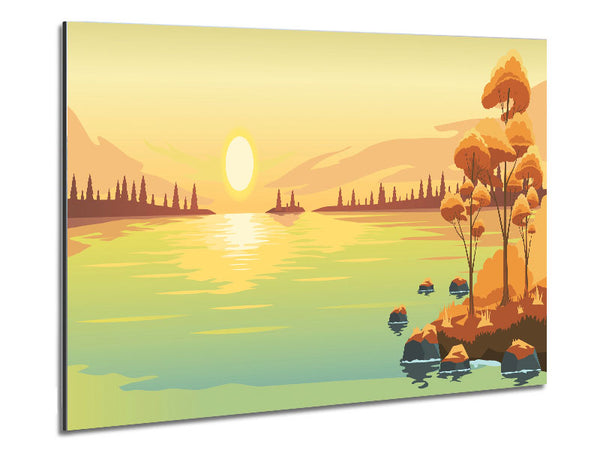 The Sun Sets On The Lake Metal Print