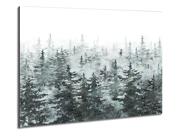 Snowy Top Trees Winter Metal Print