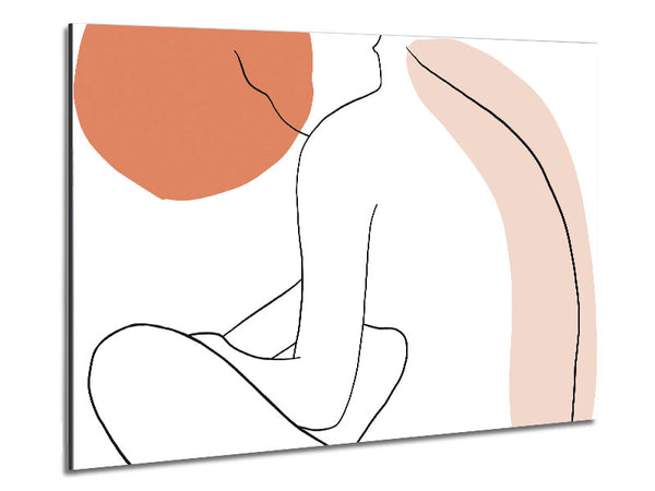 The Sitting Woman Line Drawing Metal Print