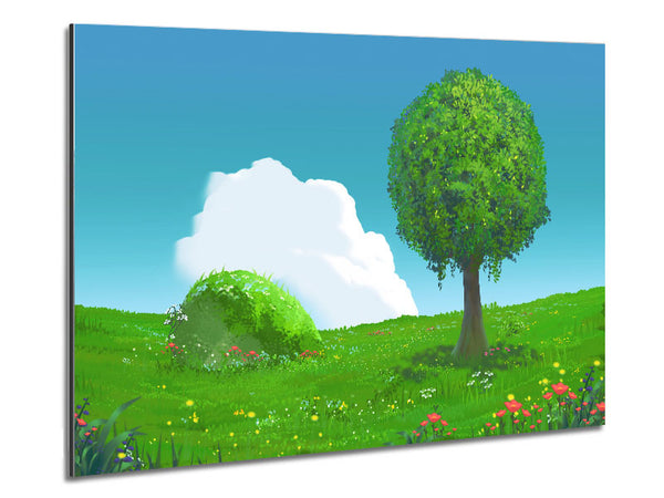 The Round Tree Summer Skies Metal Print