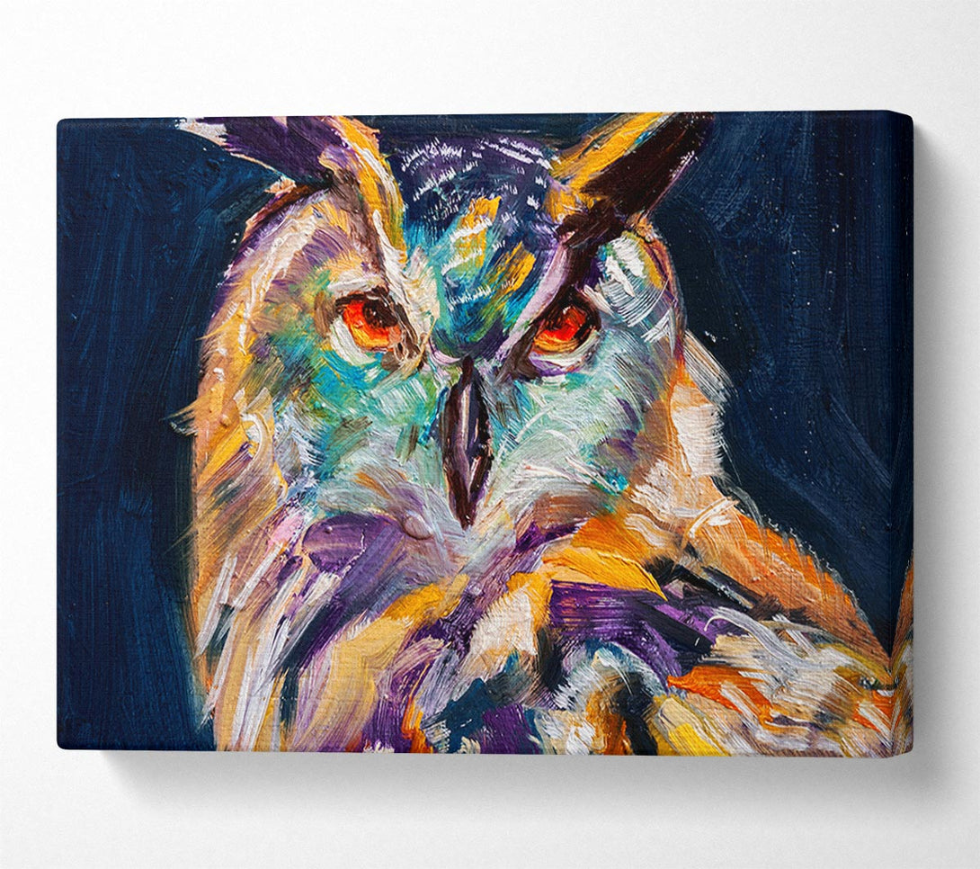  A Canvas Print of The Vivid Owl Stare Canvas Print