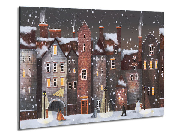 The Snowy Streets Metal Print