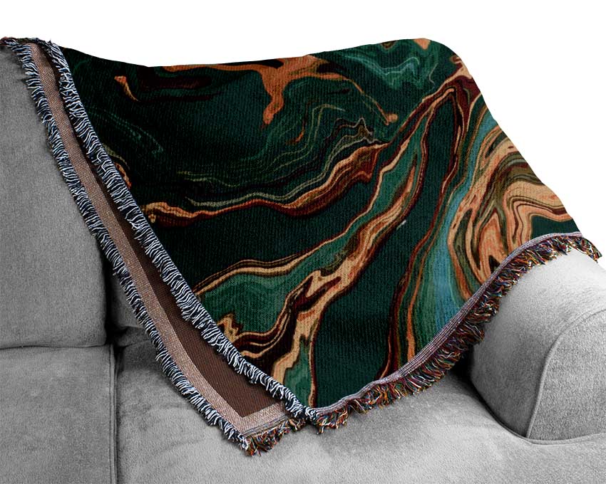 Green Fold To Gold Woven Blanket