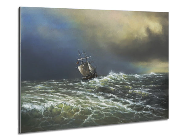Rough Seas Ship Metal Print