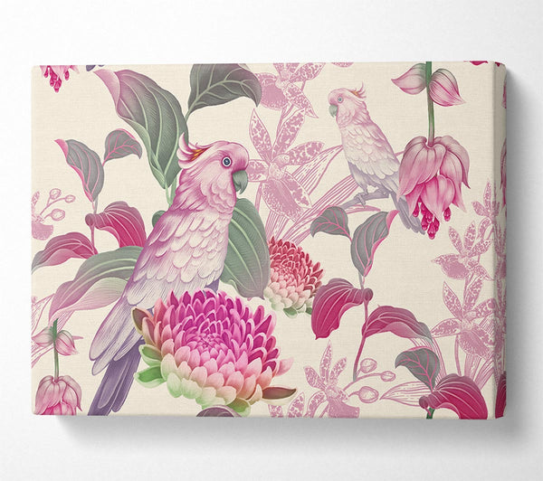  A Canvas Print of The Parrot Is Of Floral Pattern Canvas Art