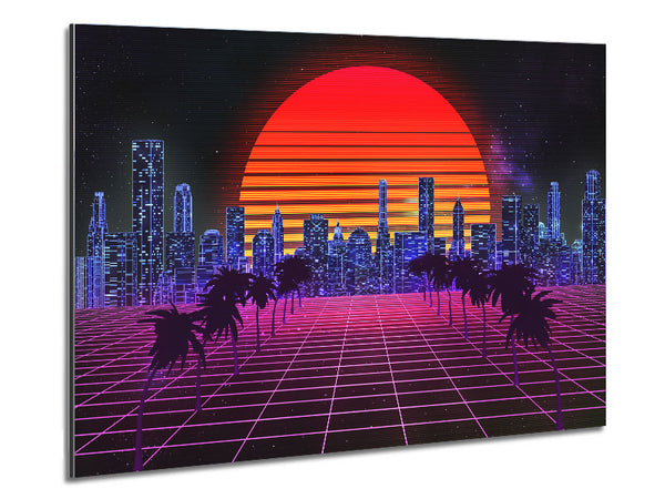 Sunshine City Retro Metal Print