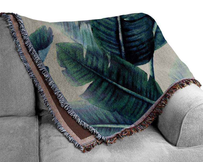 Green Banana Leaves Woven Blanket
