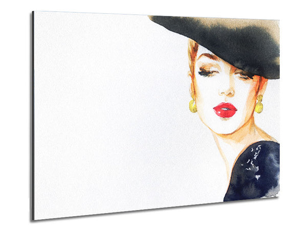 Woman In A Hat Beauty Metal Print