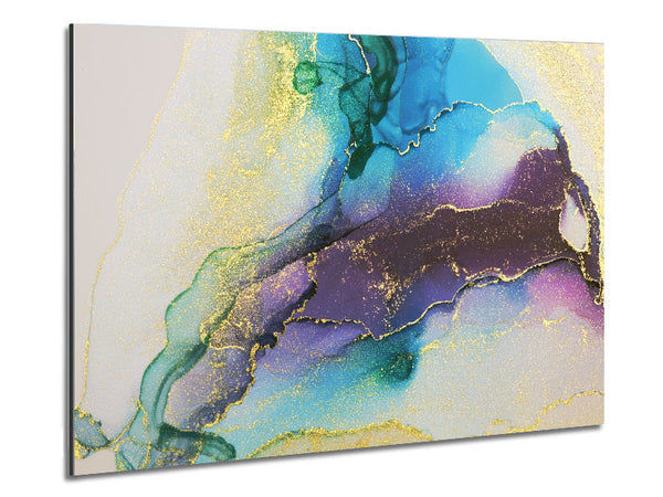 Stunning Gold Glitter Blues Metal Print