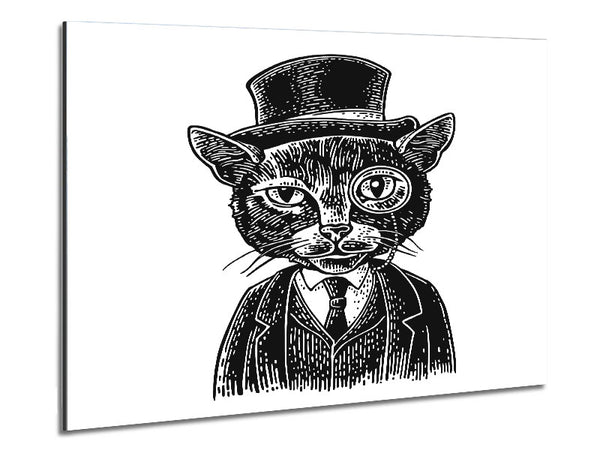 The Top Cat Monocle Metal Print