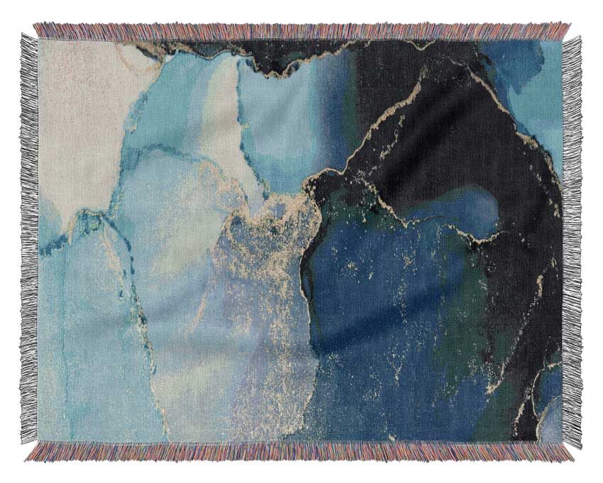 Gold Glitter Aqua Woven Blanket
