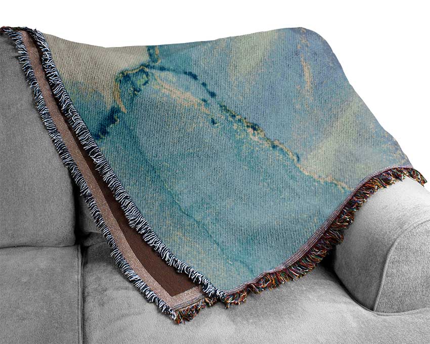 Gold Glitter Aqua Woven Blanket