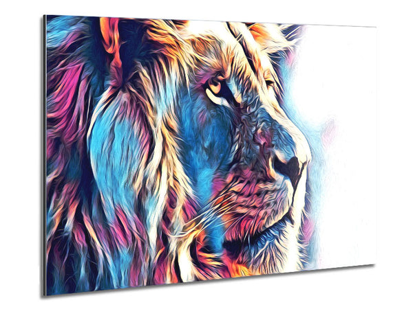 Cool Blues Lion Metal Print