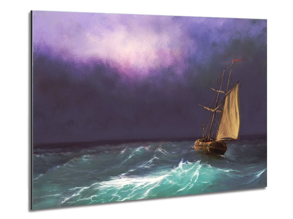 The Ship In The Crashing Ocean Metal Print
