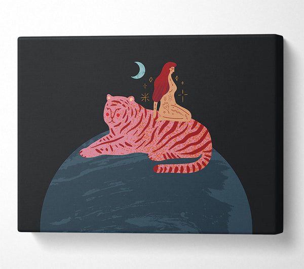  A Canvas Print of Woman And Tiger Planet Canvas Print