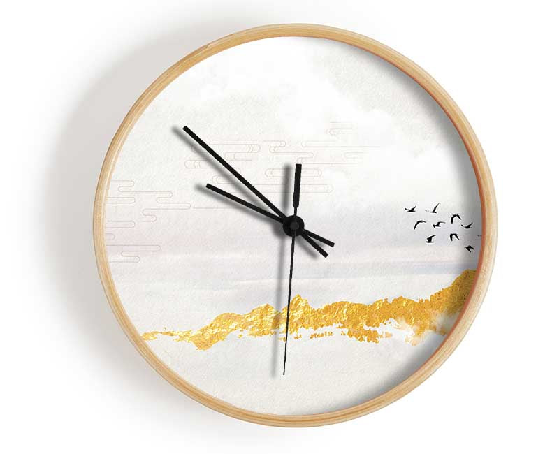 Orange Coast And Birds Clock - Wallart-Direct UK