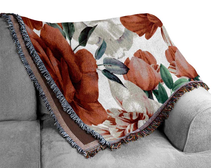 Red And Pink Petal Delight Woven Blanket