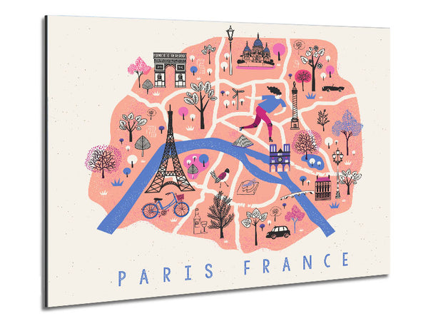 The Little Map Of France Metal Print