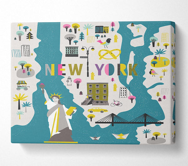  A Canvas Print of The Little Map Of New York Canvas Art