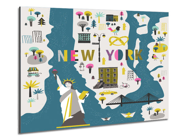 The Little Map Of New York Metal Print