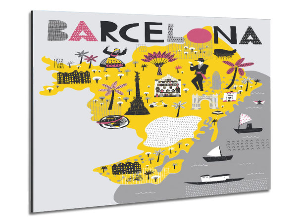 The Little Map Of Barcelona Metal Print