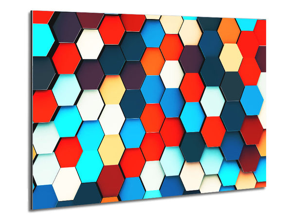 Honeycomb Pattern Grid Metal Print