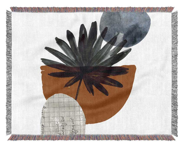 Mid Century Modern Branch Shapes Woven Blanket