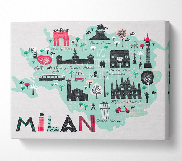  A Canvas Print of The Little Map Of Milan Canvas Art