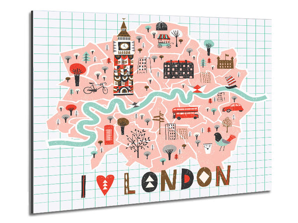 The Little Map Of London 2 Metal Print