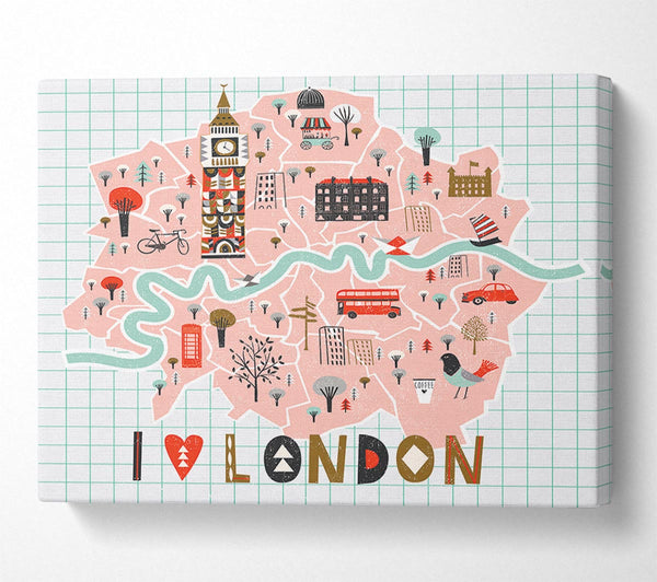  A Canvas Print of The Little Map Of London 2 Canvas Art