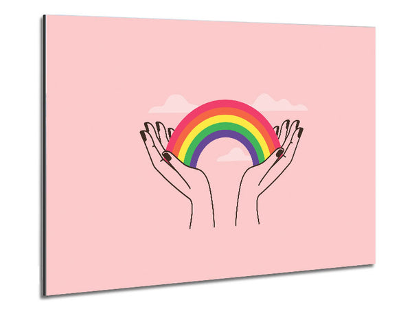 Rainbow In My Hands Metal Print