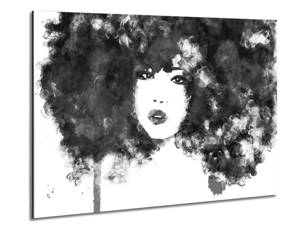 Black Big Hair Metal Print