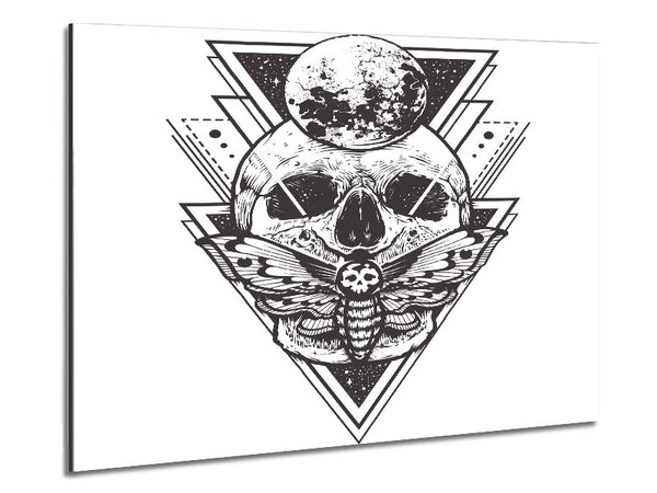 Death Moth Skull Triangles Metal Print