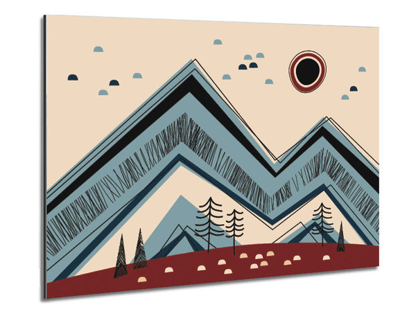 Triangle Mountain Sun Rise Metal Print