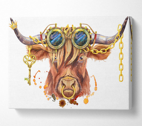  A Canvas Print of The Highland Cow Goggles Canvas Art