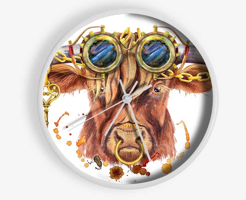 The Highland Cow Goggles Clock - Wallart-Direct UK