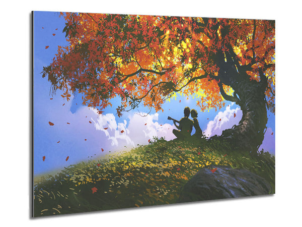 Red Autumn Tree Song Metal Print
