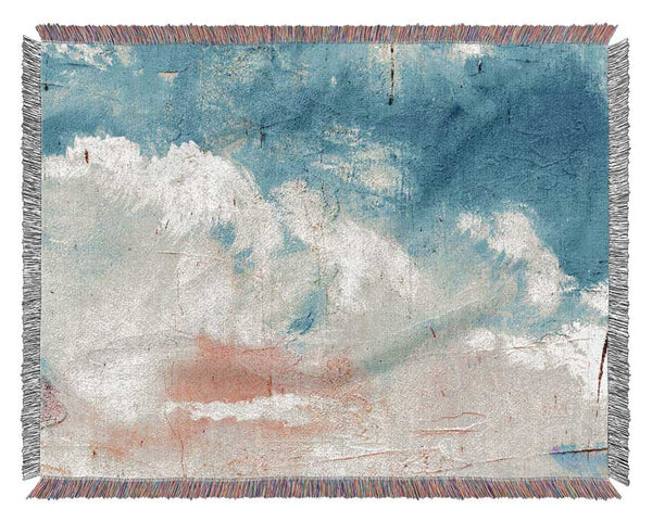 Pink Blue And White Dab Woven Blanket