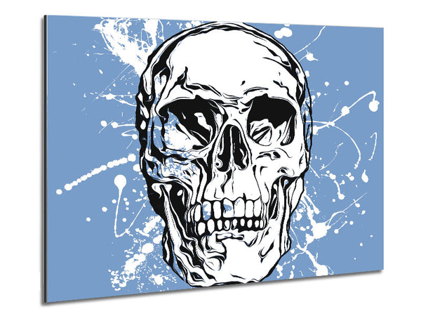 The White Splatter Skull Metal Print