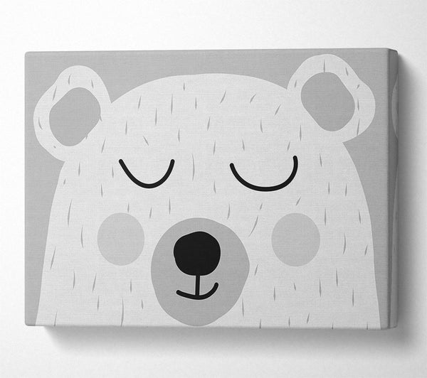  A Canvas Print of The Cute Bear Head Grey Canvas Wall Art