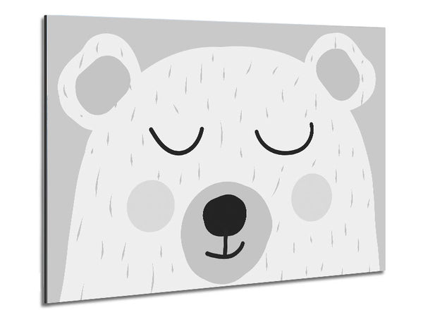 The Cute Bear Head Grey Metal Print