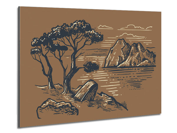 The African Planes Sketch Metal Print