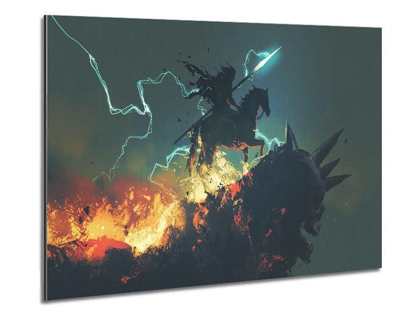 Lightning Horse Rider Metal Print