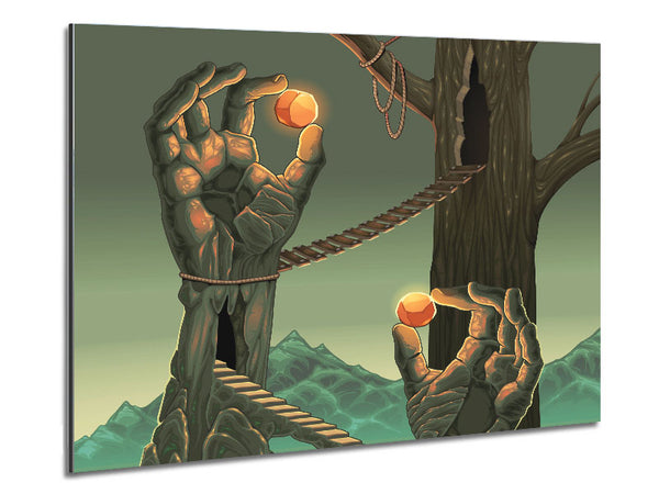 Holding The Balls Of Light Metal Print
