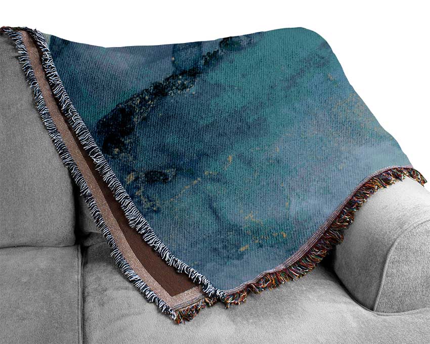 Glitter Gold On Blue Woven Blanket